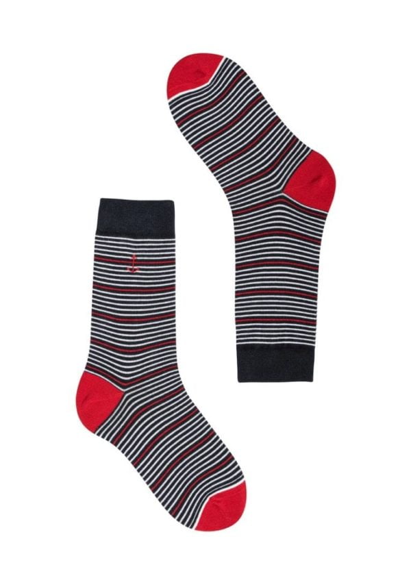 Socks STRIPES ANCHOR Navy / Red / White von Recolution