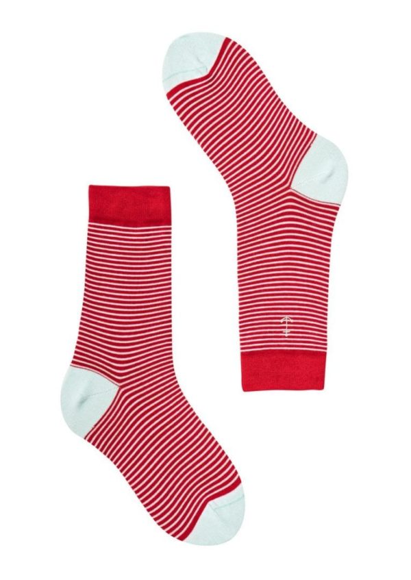 Socks STRIPES ANCHOR Red / White / Mint von Recolution